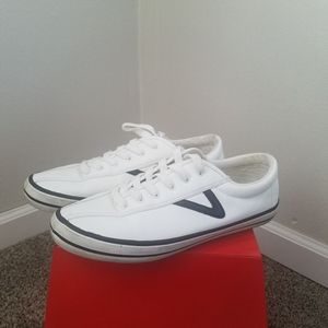 White & Navy Tretorn Sneakers